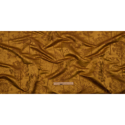 Satin-Faced Drapery Jacquard - Yellow Ochre Fennel Flowers - British Imported Full