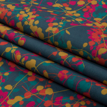 Printed Polyester Velvet - Rainbow Berry Vines - British Imported Folded
