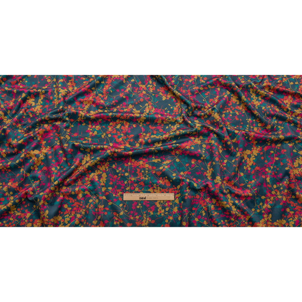 Printed Polyester Velvet - Rainbow Berry Vines - British Imported Full