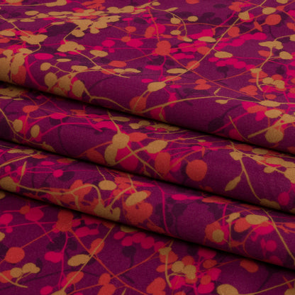 Printed Polyester Velvet - Sunset Berry Vines - British Imported Folded