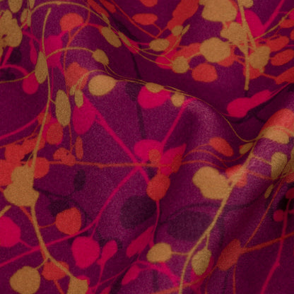 Printed Polyester Velvet - Sunset Berry Vines - British Imported Detail