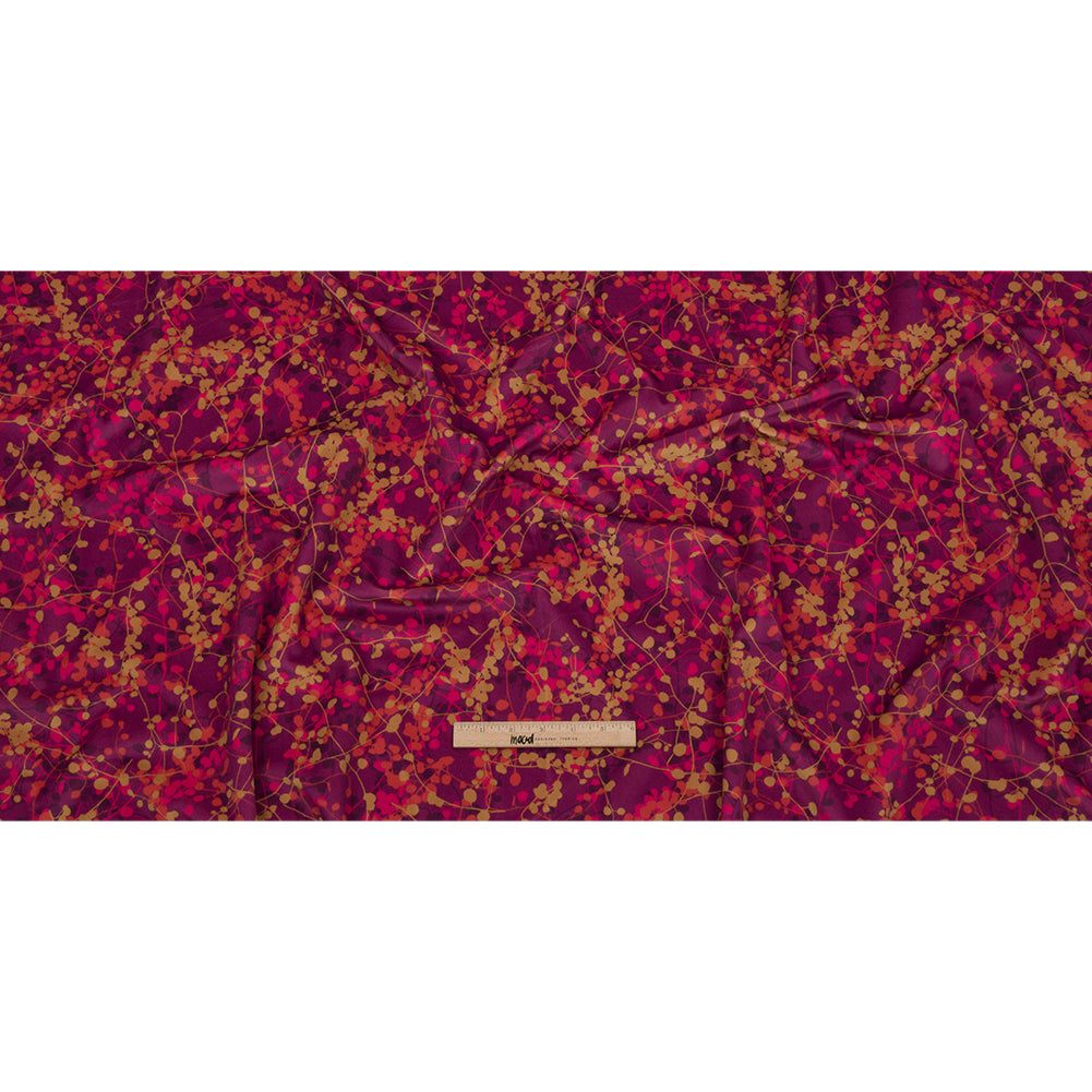 Printed Polyester Velvet - Sunset Berry Vines - British Imported Full