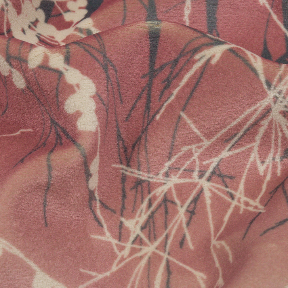 Printed Polyester Velvet - Shell Meadow Grass Ombre - British Imported Detail