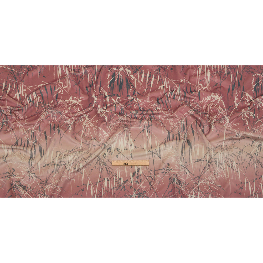 Printed Polyester Velvet - Shell Meadow Grass Ombre - British Imported Full