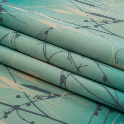 Printed Polyester Velvet - Verdigris Meadow Grass Ombre - British Imported Folded