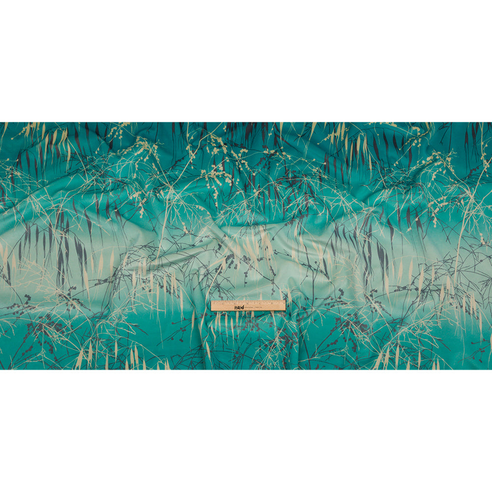 Printed Polyester Velvet - Verdigris Meadow Grass Ombre - British Imported Full