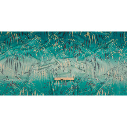 Printed Polyester Velvet - Verdigris Meadow Grass Ombre - British Imported Full