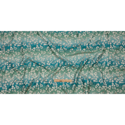 Drapery Jacquard - Verdigris Ombre Stripes and Little Flowers - British Imported Full