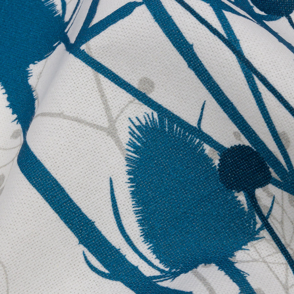 Cotton Canvas Print - Blue Wildflower Branches - British Imported Detail