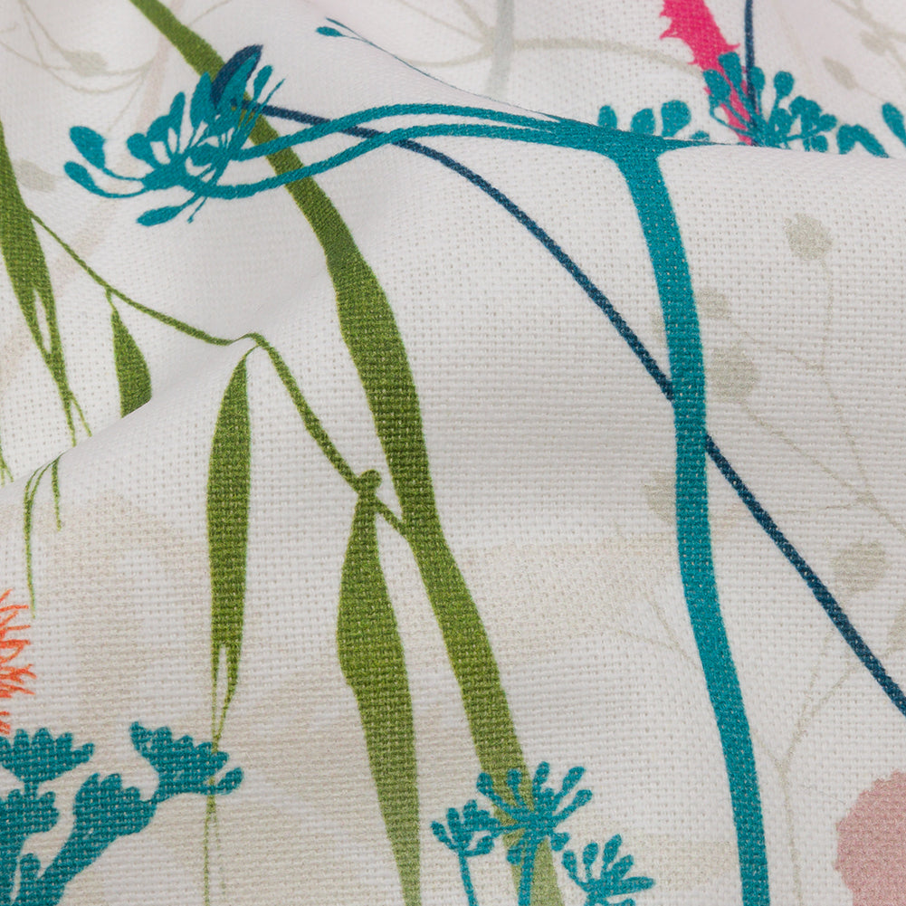 Cotton Canvas Print - Rainbow Wildflower Branches - British Imported Detail