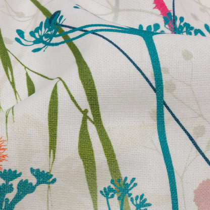 Cotton Canvas Print - Rainbow Wildflower Branches - British Imported Detail
