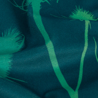 Printed Polyester Velvet - Peacock Thistle Stems - British Imported Detail