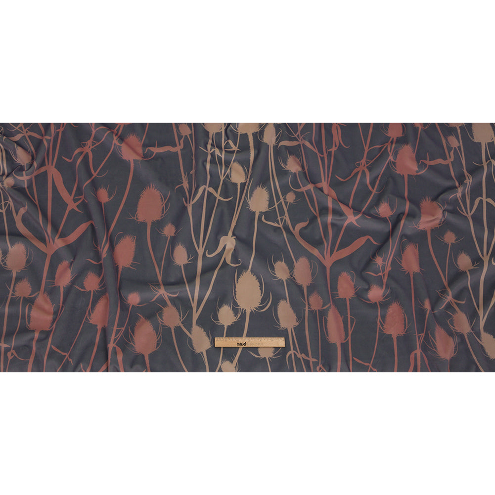Printed Polyester Velvet - Shell Thistle Stems - British Imported Full