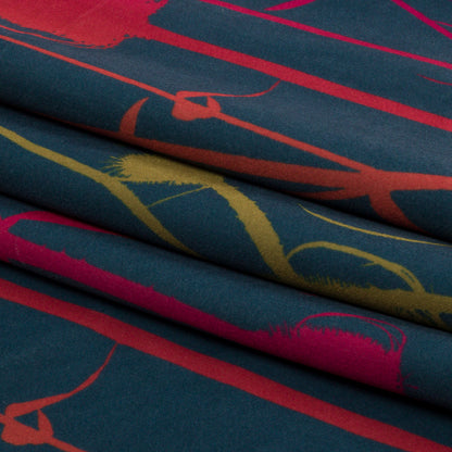 Printed Polyester Velvet - Sunset Thistle Stems - British Imported Folded