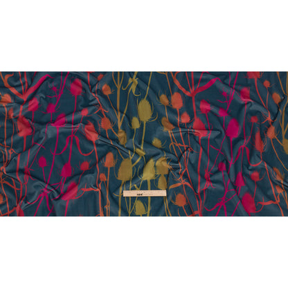 Printed Polyester Velvet - Sunset Thistle Stems - British Imported Full