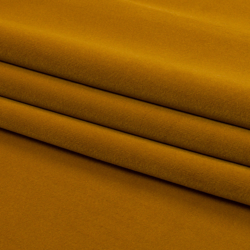 Lush Polyester Drapery Velvet - Ochre - British Imported Folded