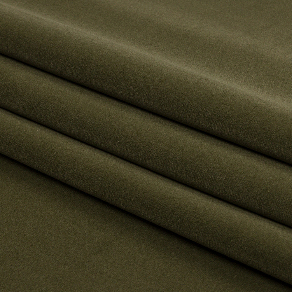 Lush Polyester Drapery Velvet - Olive - British Imported Folded