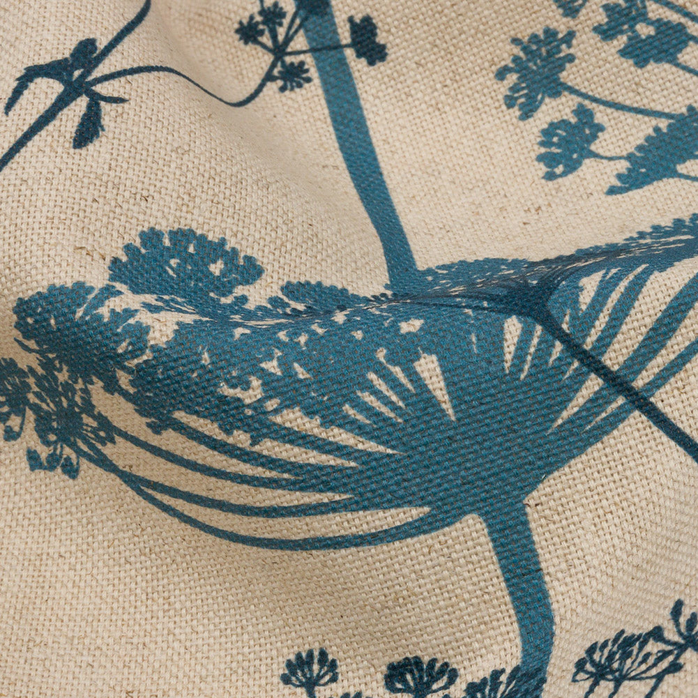 Cotton and Linen Canvas Print - Air Force Blue Chervil Silhouettes - British Imported Detail