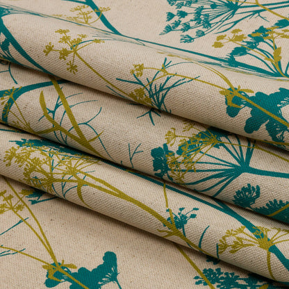 Cotton and Linen Canvas Print - Peacock Chervil Silhouettes - British Imported Folded