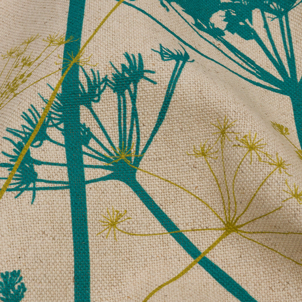Cotton and Linen Canvas Print - Peacock Chervil Silhouettes - British Imported Detail