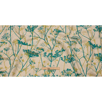 Cotton and Linen Canvas Print - Peacock Chervil Silhouettes - British Imported Full