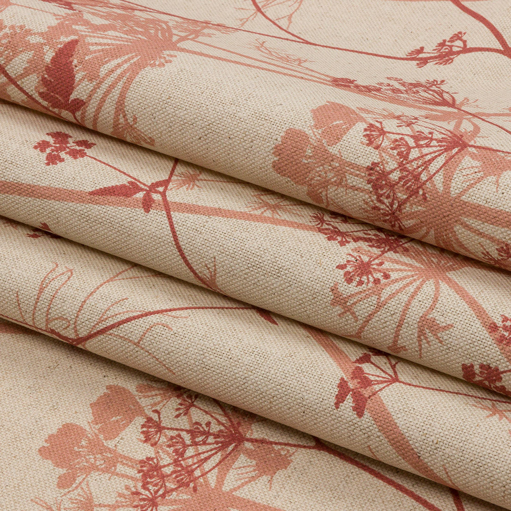 Cotton and Linen Canvas Print - Terracotta Chervil Silhouettes - British Imported Folded