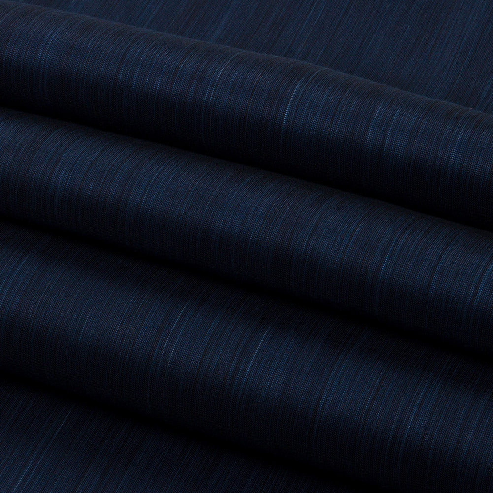 Recycled Polyester Bengaline - Navy Striations - British Imported Folded