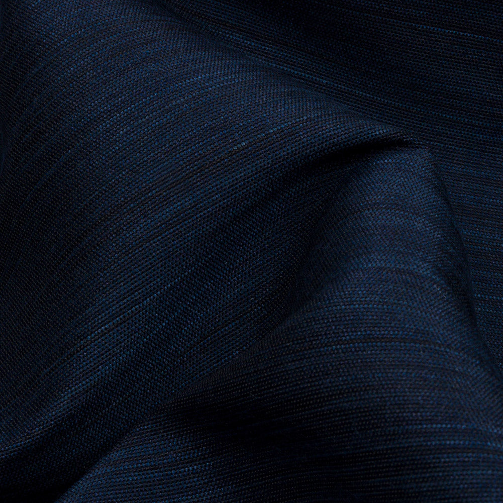 Recycled Polyester Bengaline - Navy Striations - British Imported Detail