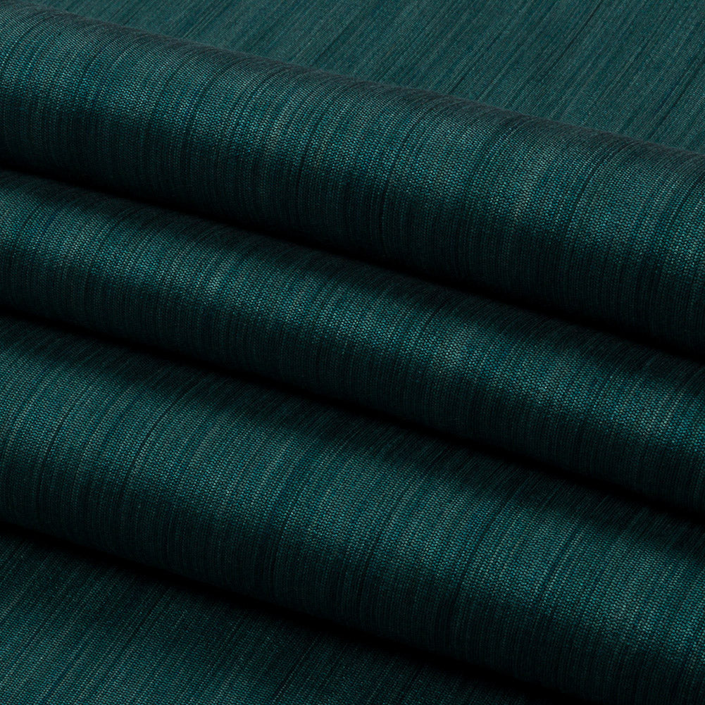 Recycled Polyester Bengaline - Teal Striations - British Imported Folded