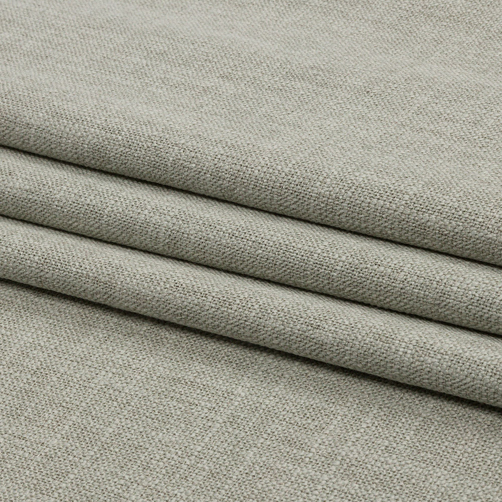 Soft Textured Recycled Polyester Drapery Woven - Aloe - British Imported Folded