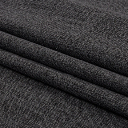 Soft Textured Recycled Polyester Drapery Woven - Charcoal - British Imported Folded