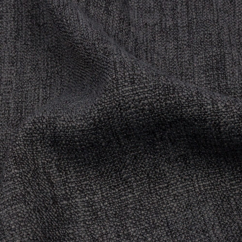 Soft Textured Recycled Polyester Drapery Woven - Charcoal - British Imported Detail