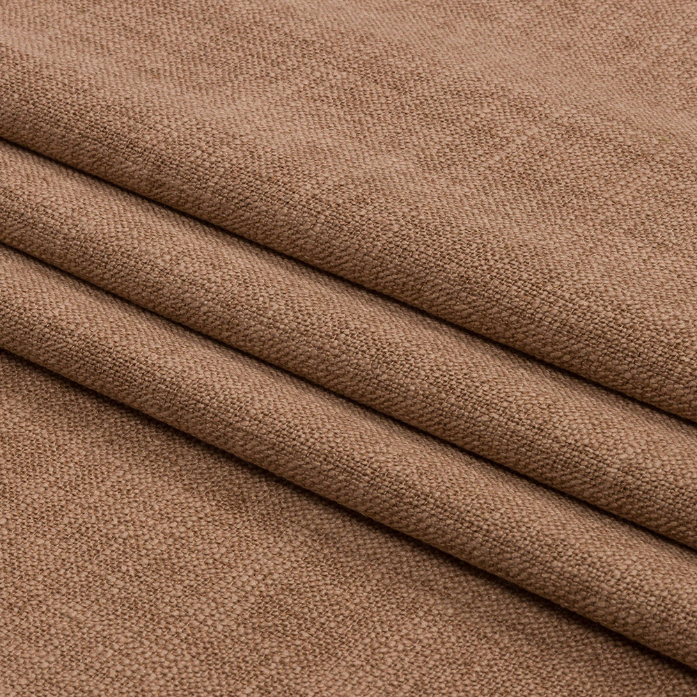 Soft Textured Recycled Polyester Drapery Woven - Clay - British Imported Folded