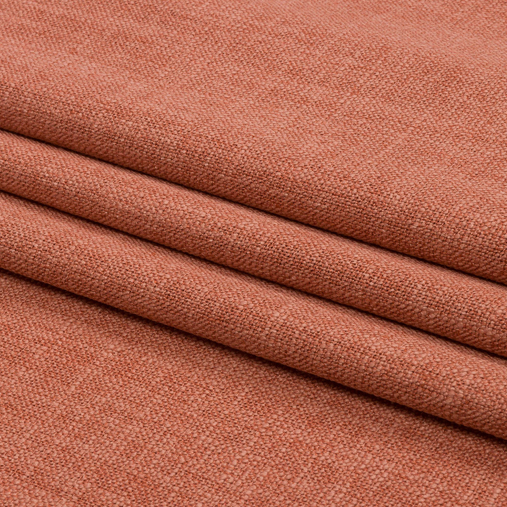 Soft Textured Recycled Polyester Drapery Woven - Coral - British Imported Folded