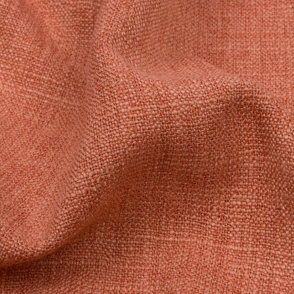 Soft Textured Recycled Polyester Drapery Woven - Coral - British Imported Detail