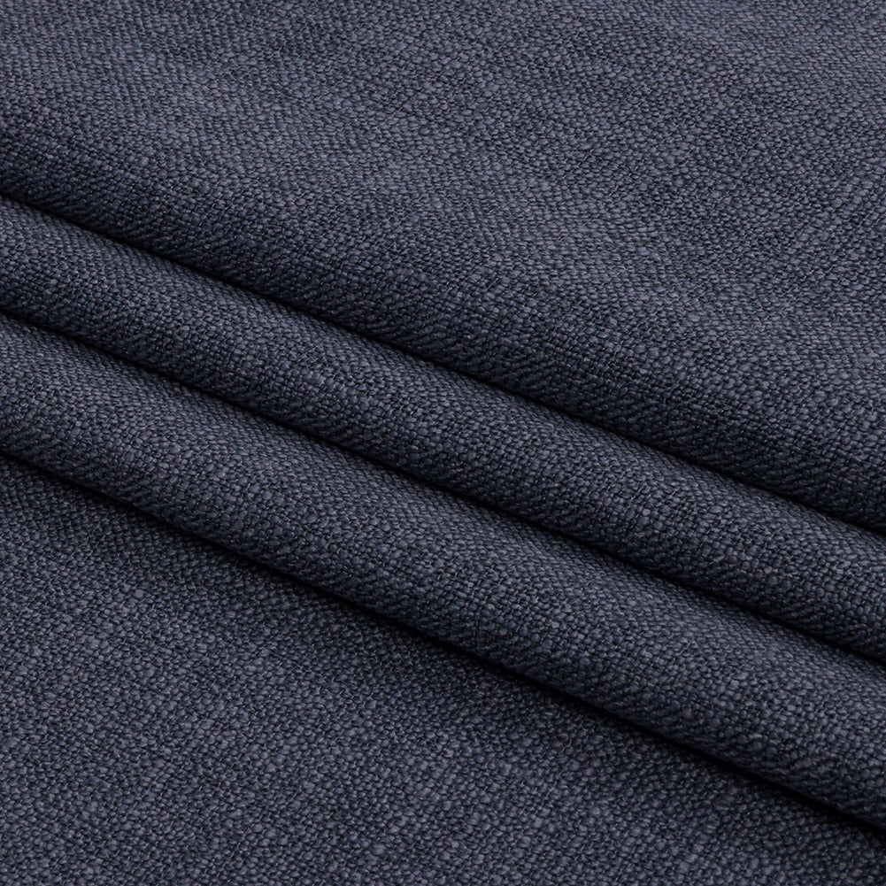 Soft Textured Recycled Polyester Drapery Woven - Denim - British Imported Folded