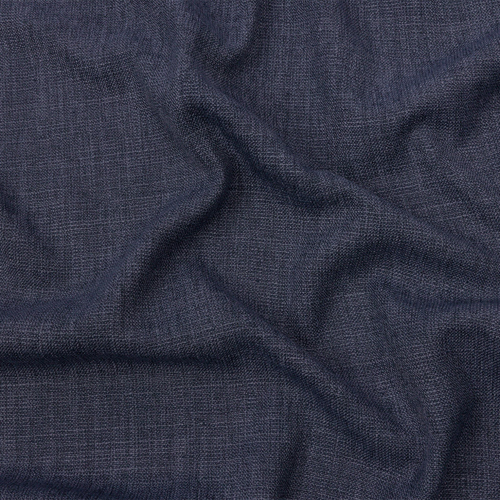 Soft Textured Recycled Polyester Drapery Woven - Denim - British Imported