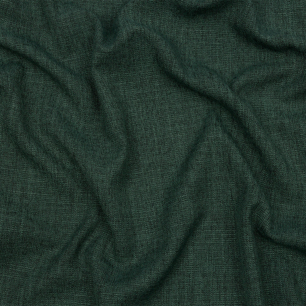 Soft Textured Recycled Polyester Drapery Woven - Emerald - British Imported