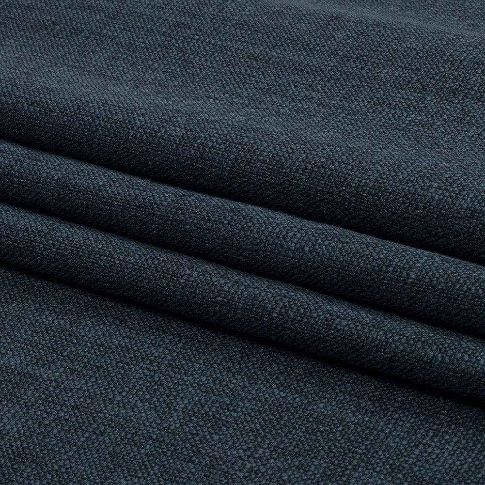 Soft Textured Recycled Polyester Drapery Woven - Ink - British Imported Folded