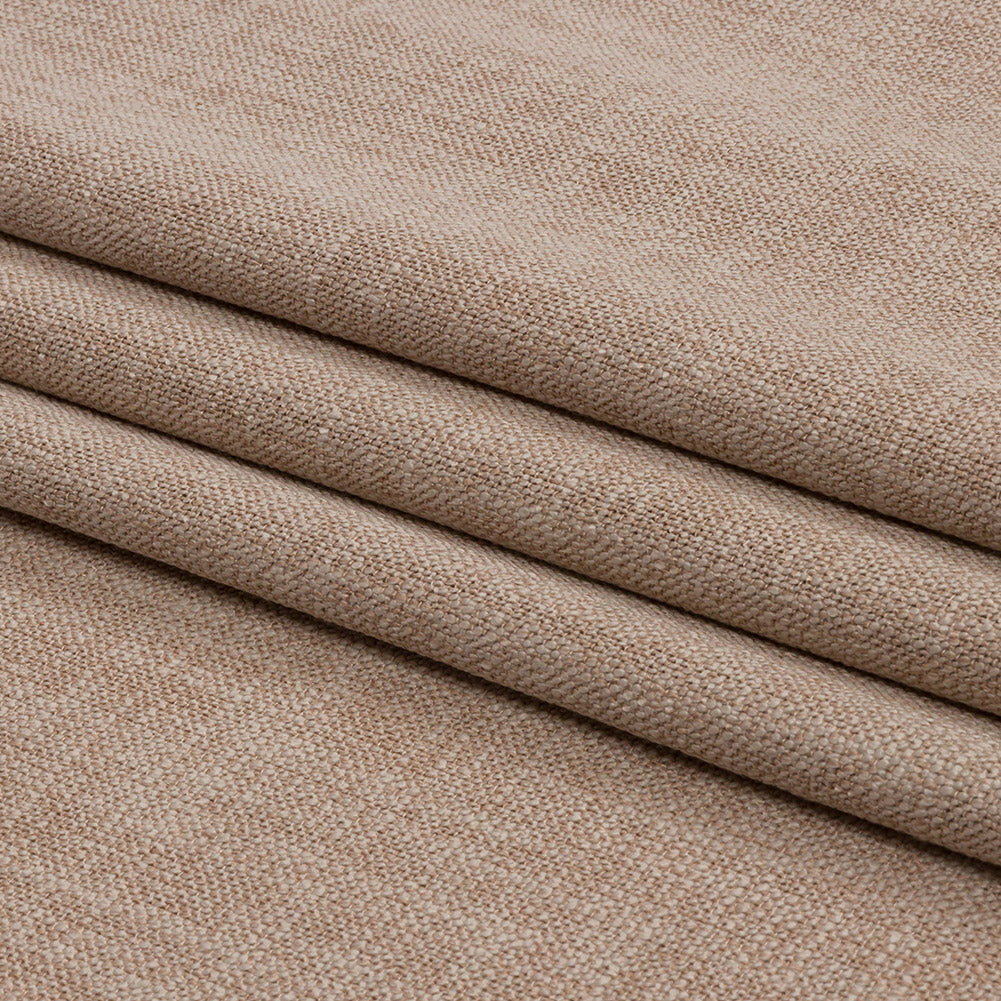 Soft Textured Recycled Polyester Drapery Woven - Oatmeal - British Imported Folded