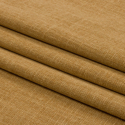 Soft Textured Recycled Polyester Drapery Woven - Ochre - British Imported Folded
