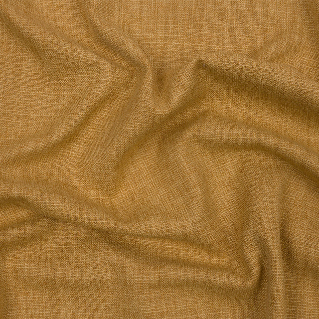 Soft Textured Recycled Polyester Drapery Woven - Ochre - British Imported