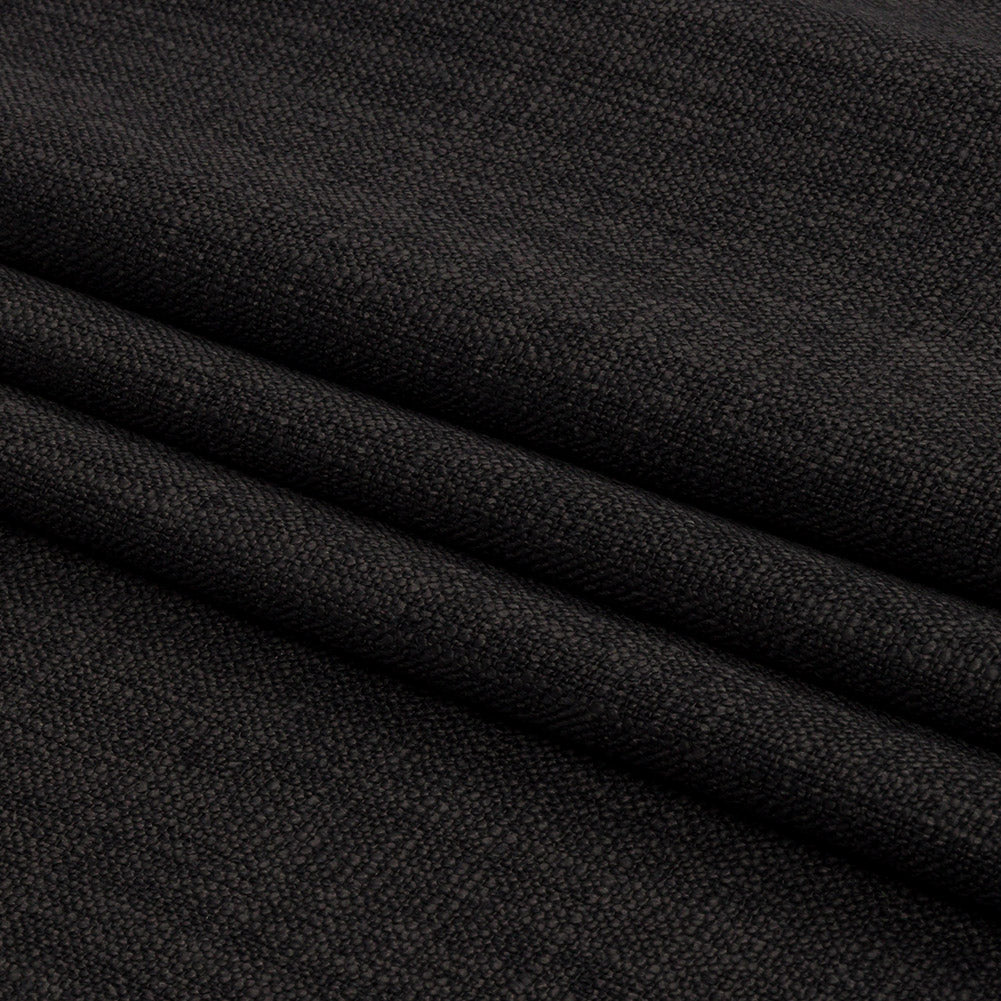 Soft Textured Recycled Polyester Drapery Woven - Onyx - British Imported Folded
