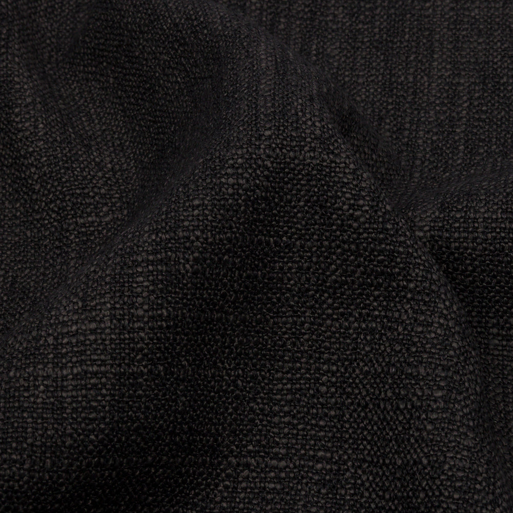 Soft Textured Recycled Polyester Drapery Woven - Onyx - British Imported Detail