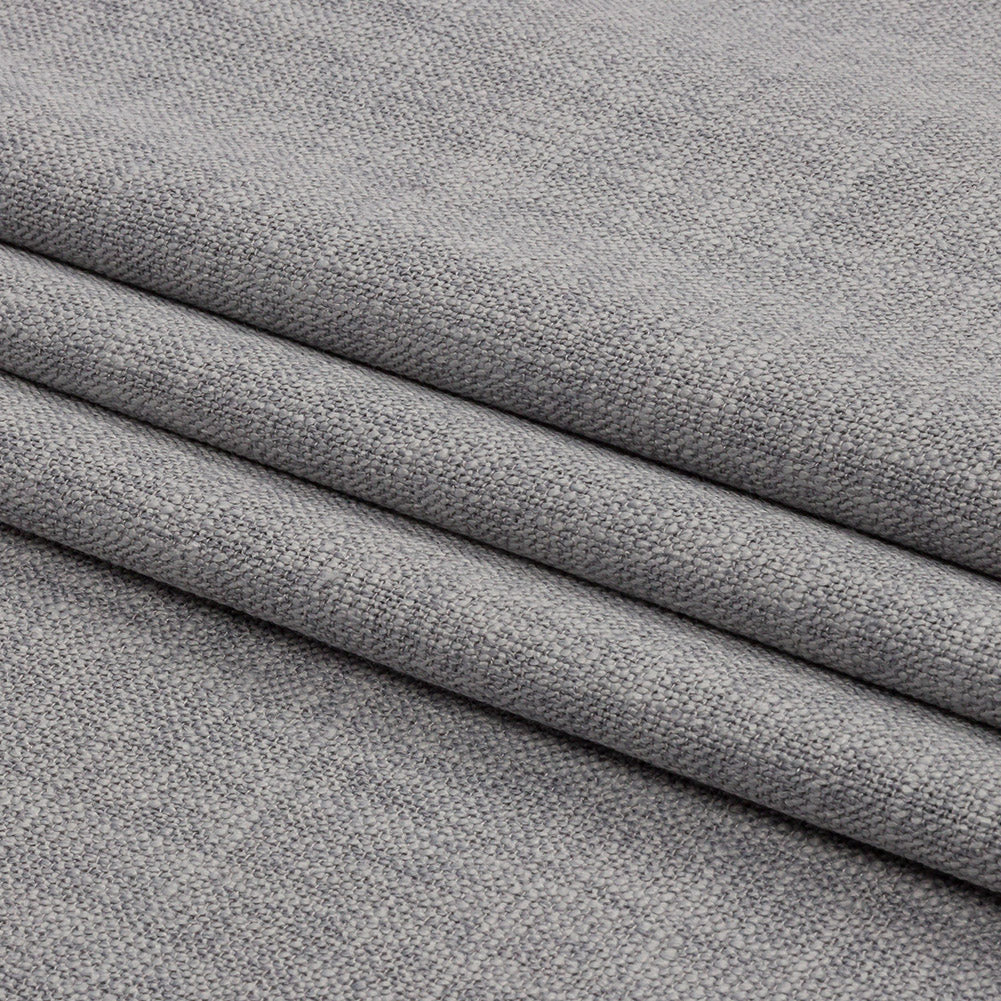 Soft Textured Recycled Polyester Drapery Woven - Silver - British Imported Folded