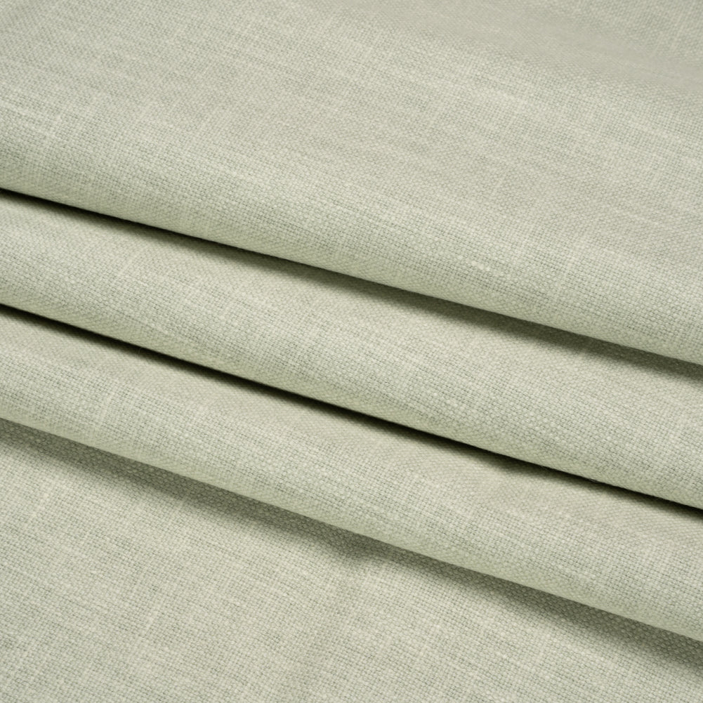 Slubbed Cotton and Polyester Woven - Sage - British Imported Folded