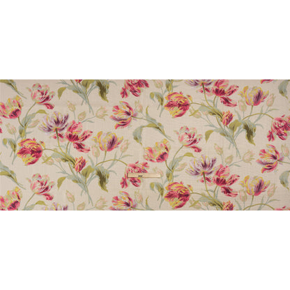 Viscose and Linen Drapery Woven Print - Cranberry Painting Flowers - British Imported Full