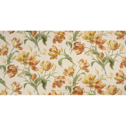 Viscose and Linen Drapery Woven Print - Gold Painting Flowers - British Imported Full