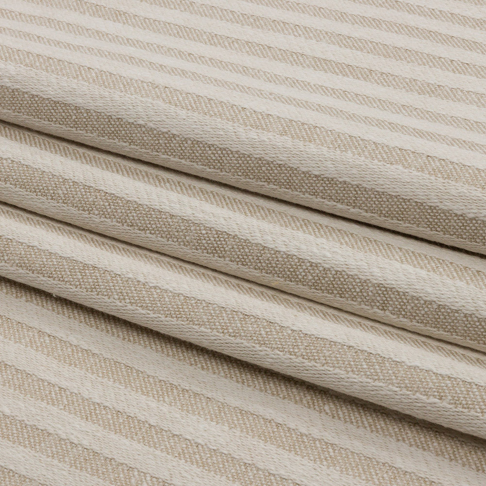 Cotton and Polyester Woven - Linen - Raised Stripes - British Imported Folded
