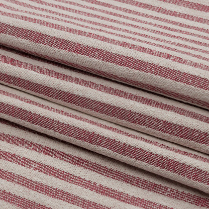 Cotton and Polyester Woven - Raspberry - Raised Stripes - British Imported Folded